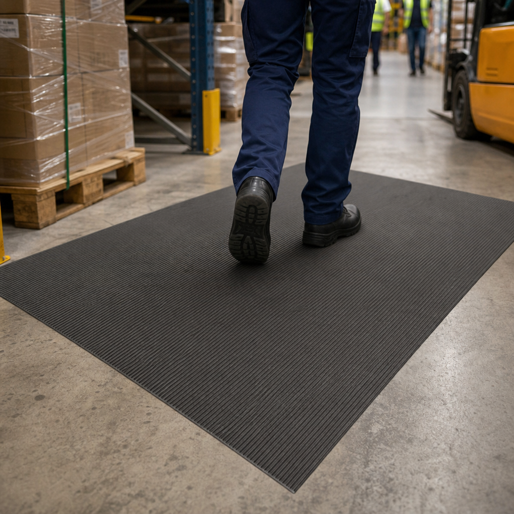Fine Rib Rubber Anti-Slip Safety Matting Roll 1220mm Wide