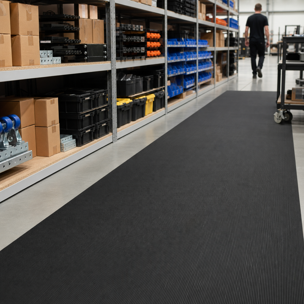 Fine Rib Rubber Anti-Slip Safety Matting Roll 1220mm Wide