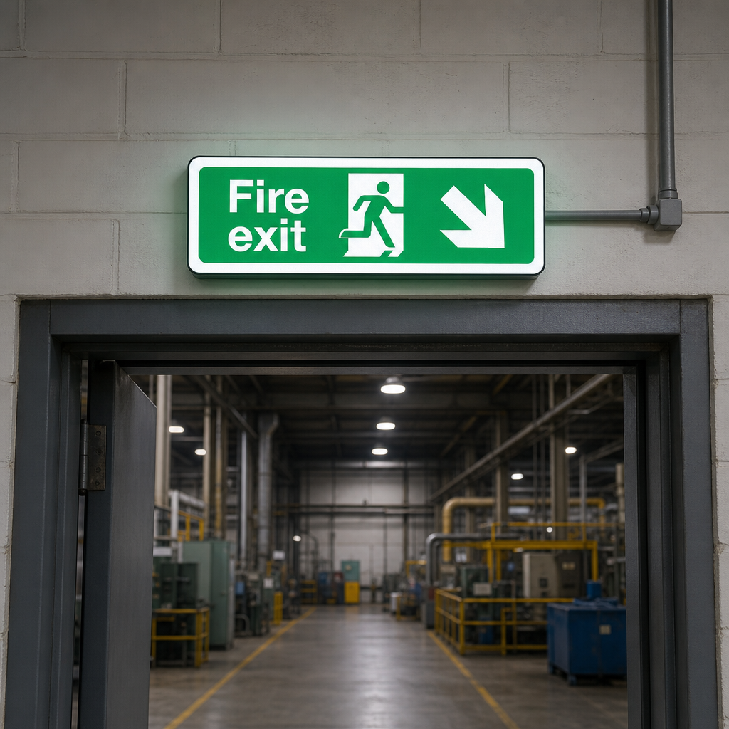 Fire Exit Arrow Down Right Safety Sign