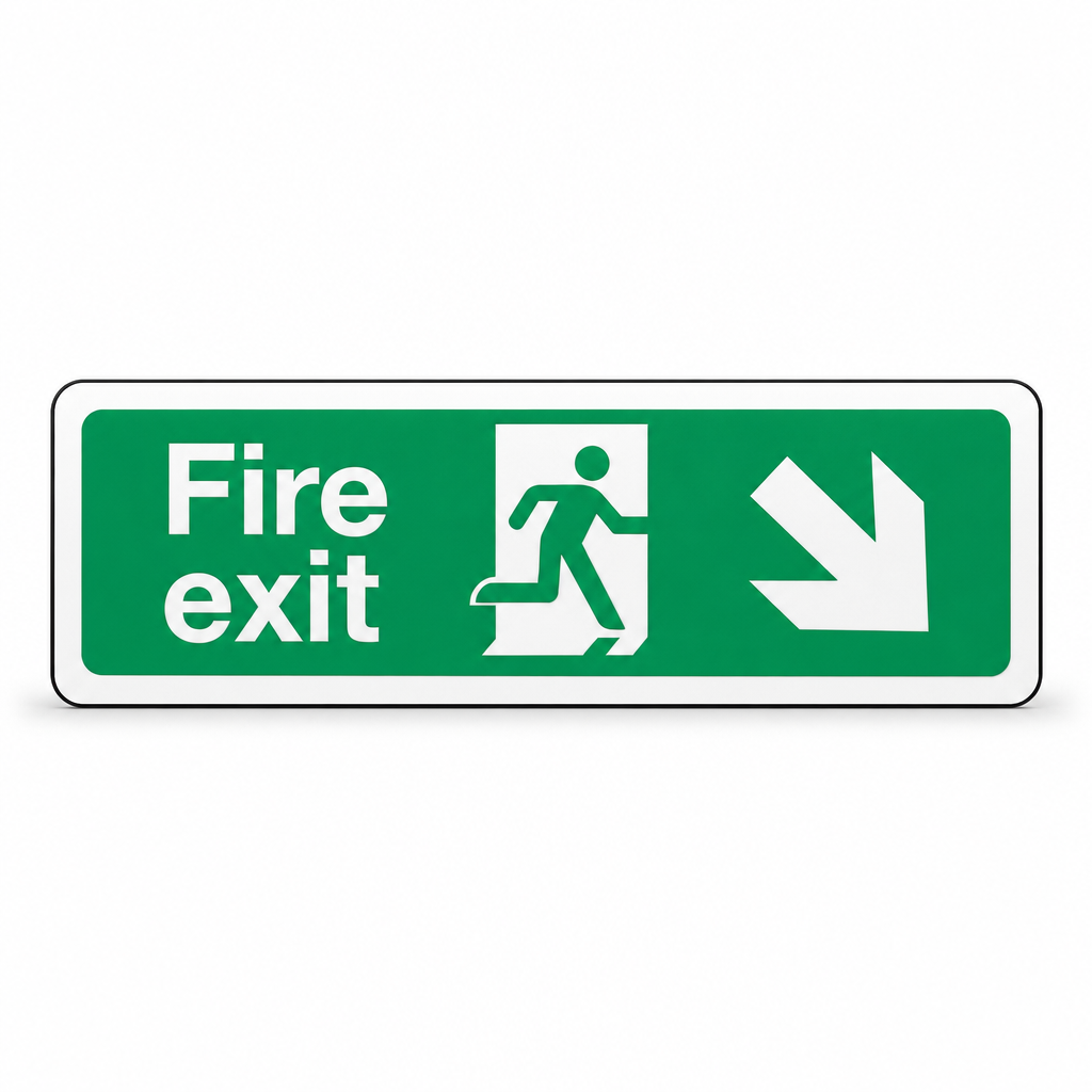 Fire Exit Arrow Down Right Safety Sign