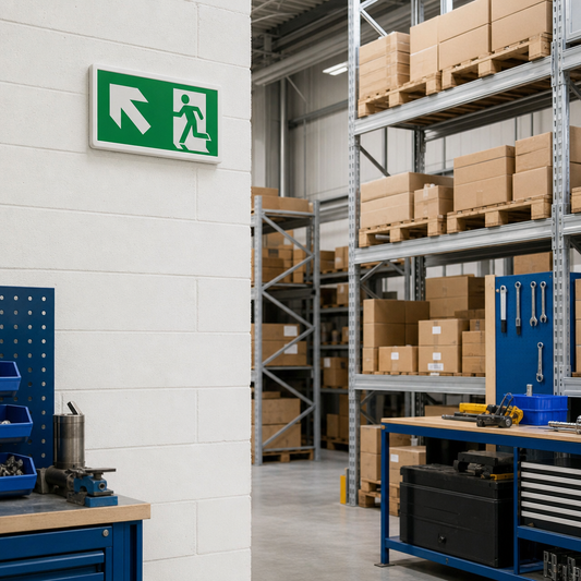 Fire Exit Arrow Up Left Safety Sign