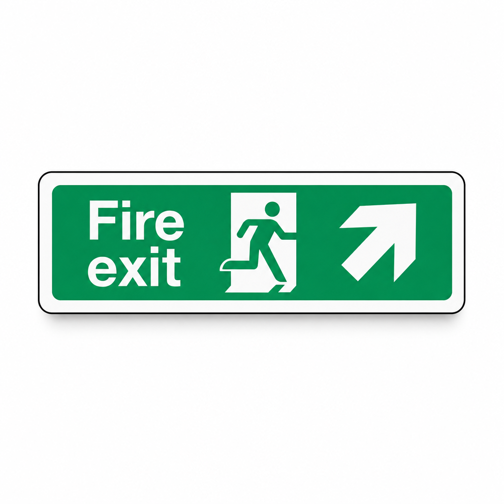 Fire Exit Arrow Up Right Emergency Sign