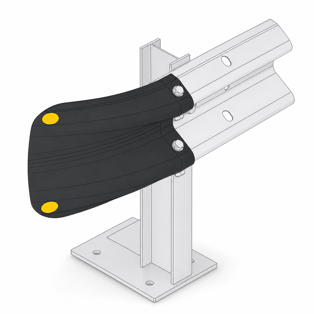 Fishtail Road Safety Barrier Ends in Black or Yellow