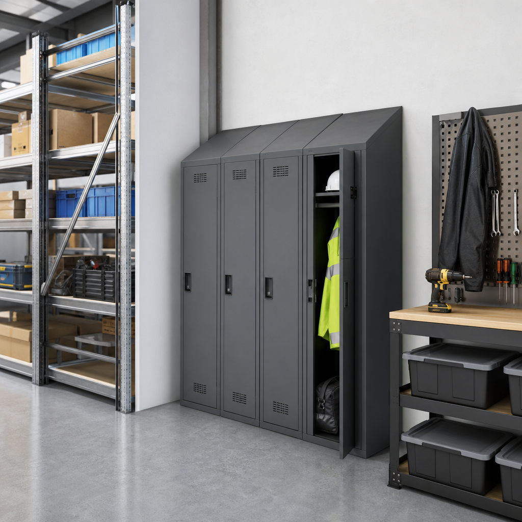 Five Door Steel Locker with Sloping Top and Nesting Design