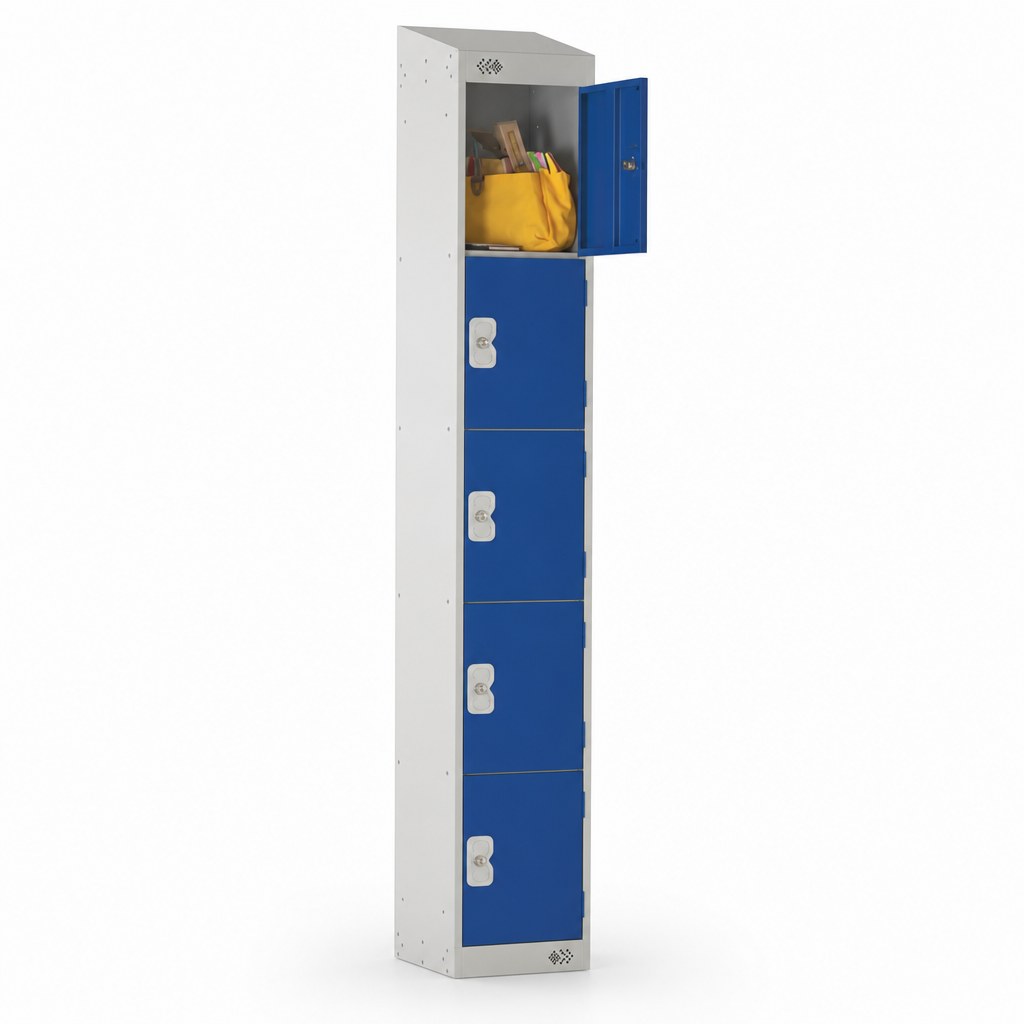 Five Door Steel Locker with Sloping Top and Nesting Design
