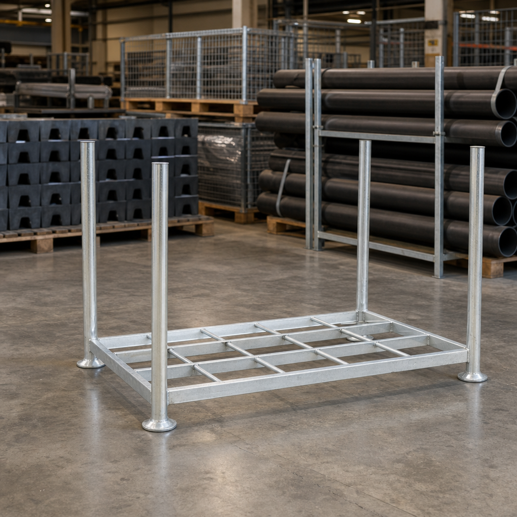 Fixed Post Stackable Steel Pallet 2085mm Wide