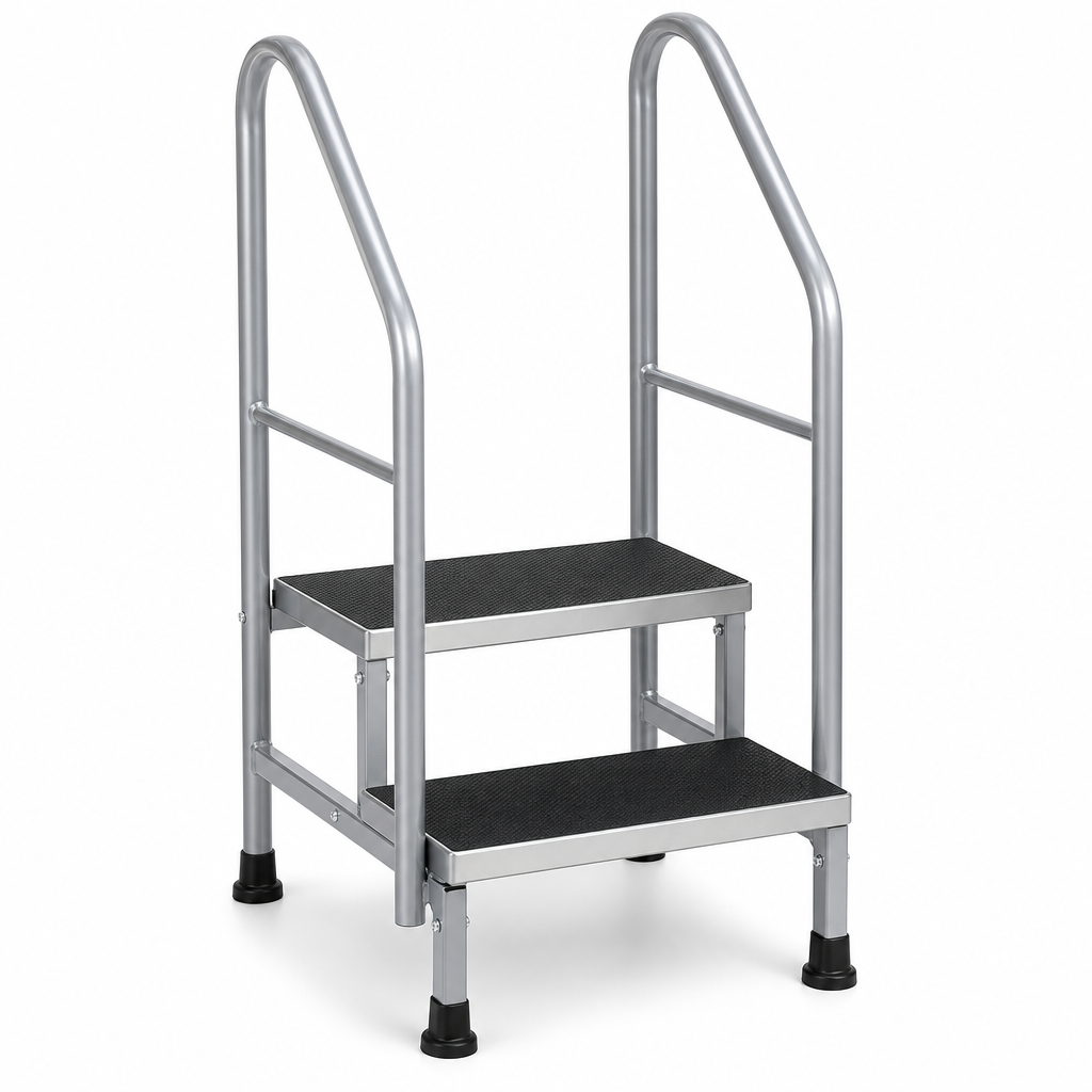 Fixed Step Stool with Dual Handrails