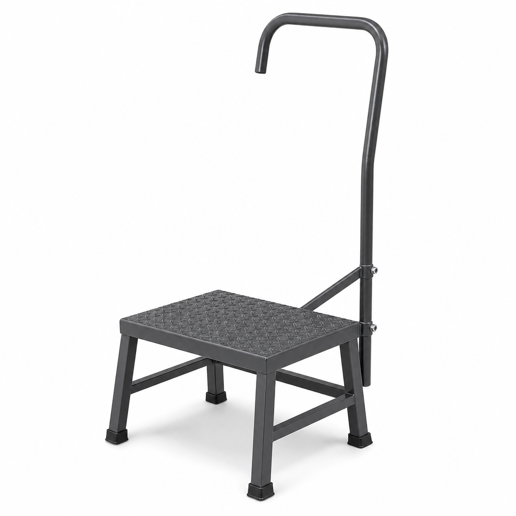 Fixed Step Stool with Single Handrail