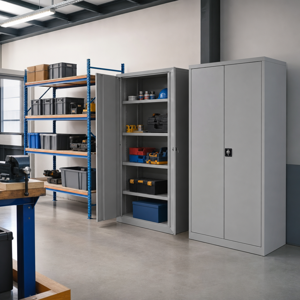 Flat-Pack Metal Office Storage Cupboards 1000mm High
