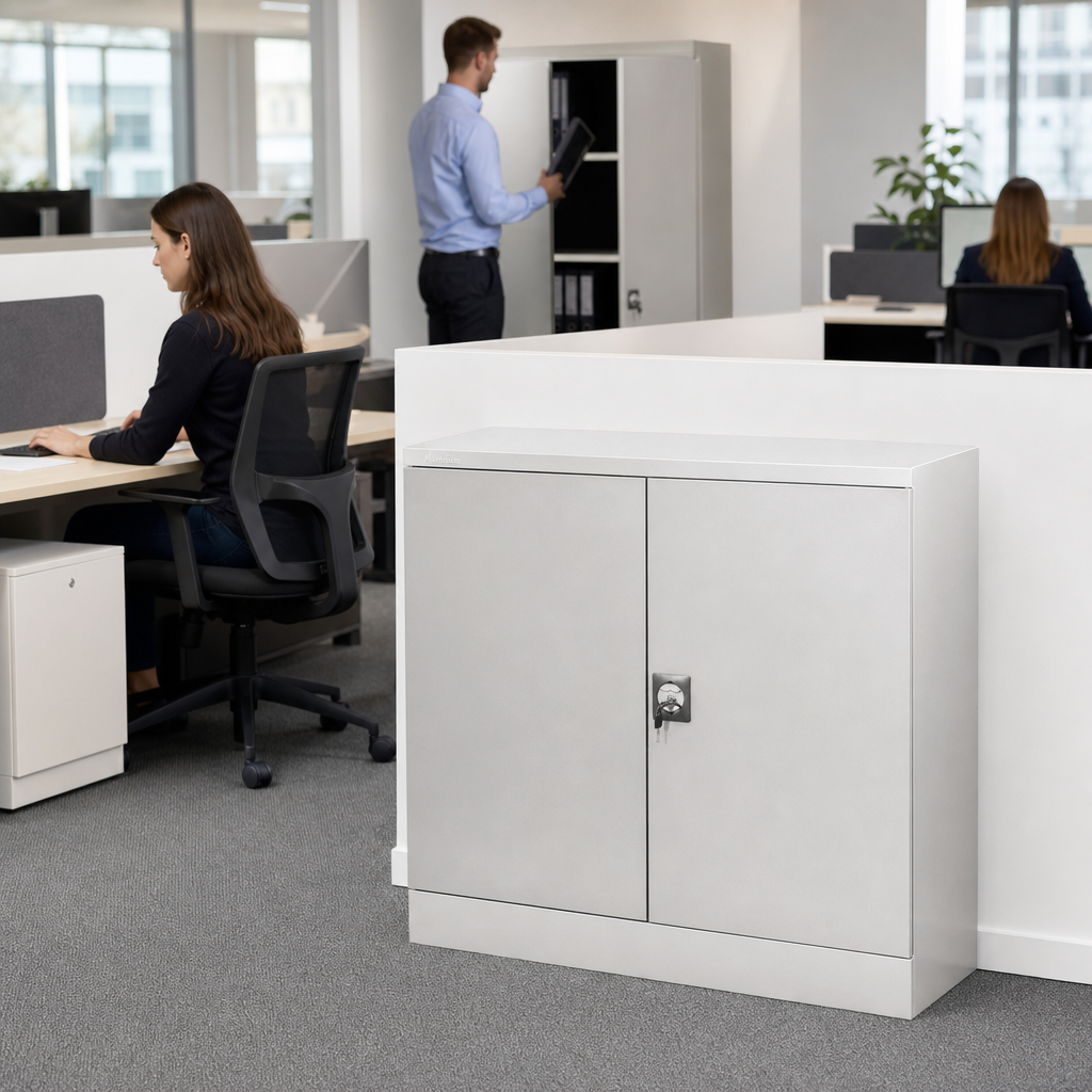 Flat-Pack Metal Office Storage Cupboards 1000mm High