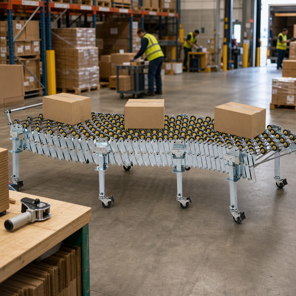Flexible Outfeed Conveyor Belt Packaging System with Roller Chain