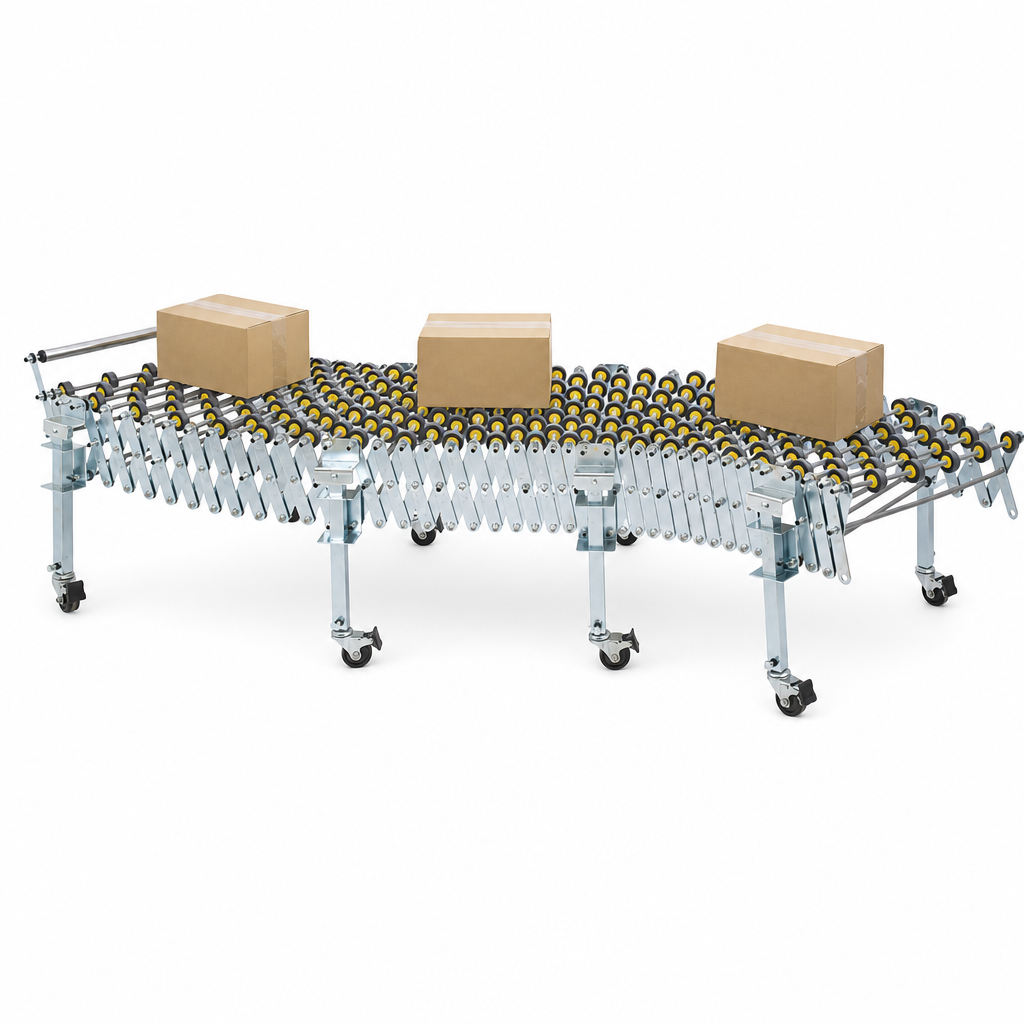 Flexible Outfeed Conveyor Belt Packaging System with Roller Chain