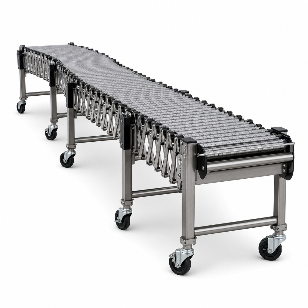 Flexible Outfeed Conveyor Belt Packaging System with Roller Chain