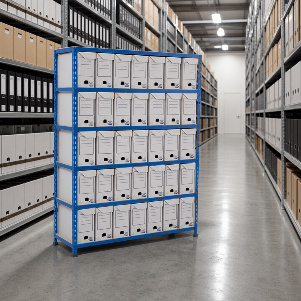 Flip Top Storage Bay with 35 Archive Boxes 1600h x 1220w