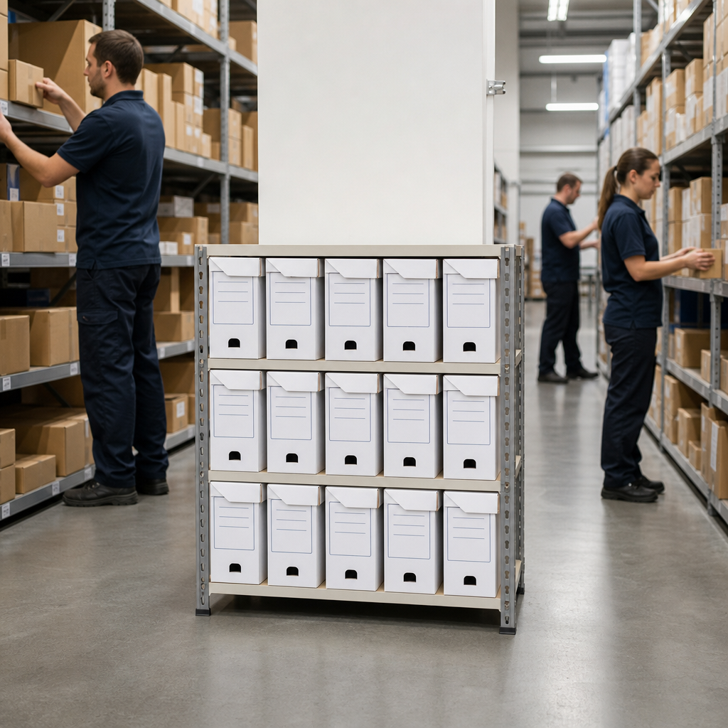 Flip Top Storage Shelving Bay with 15 Boxes