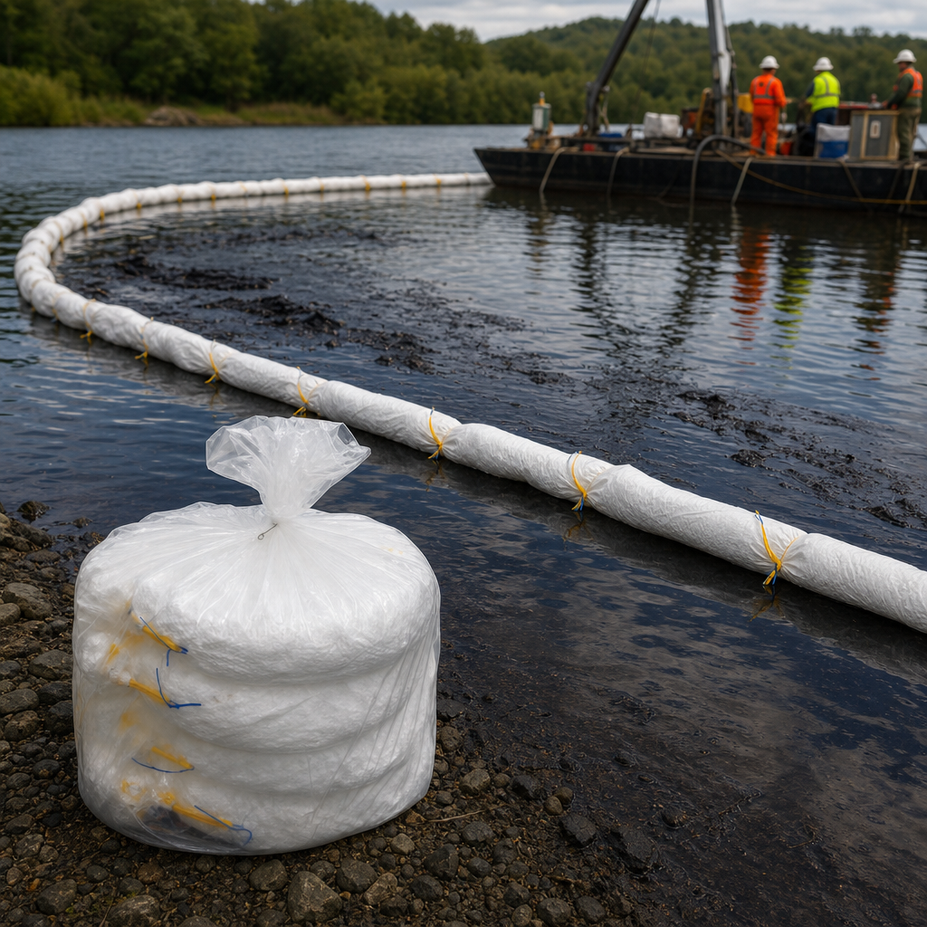 Floating Oil Spill Absorbent Barrier Booms