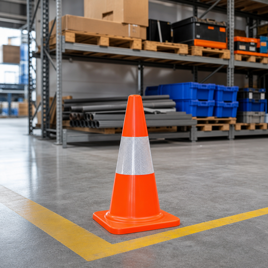 Fluorescent Orange Safety Cone with Reflective Strip 300mm