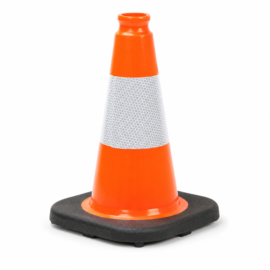Fluorescent Orange Safety Cone with Reflective Strip 300mm