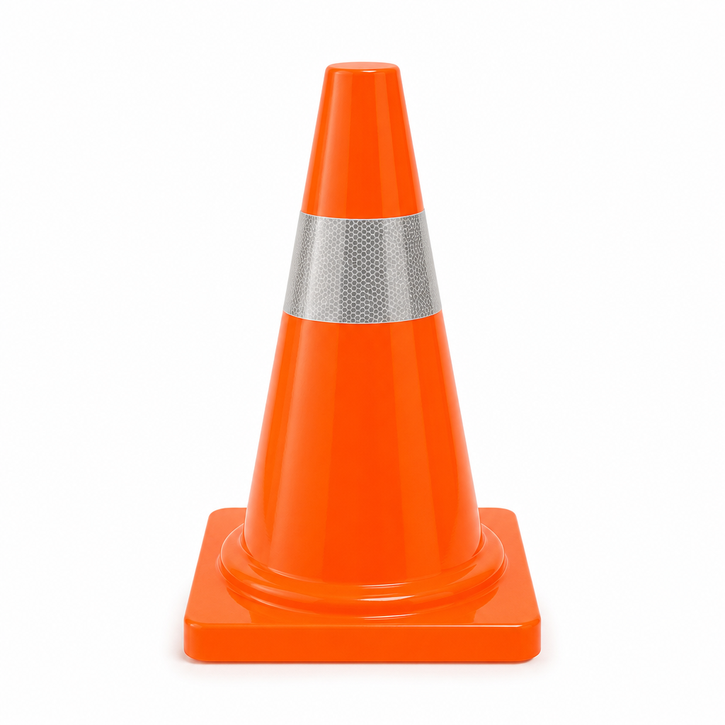 Fluorescent Orange Safety Cone with Reflective Strip 300mm
