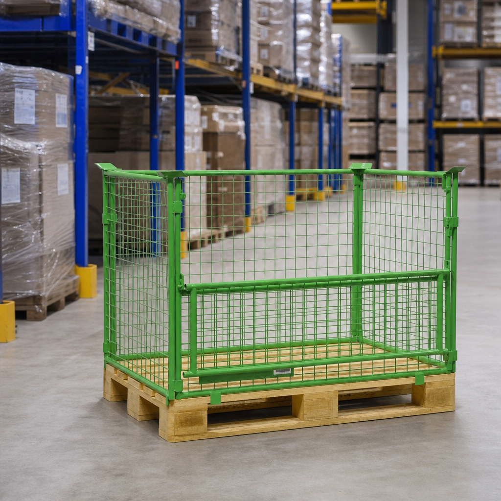 Foldable Mesh Pallet Collars with Half Drop Front