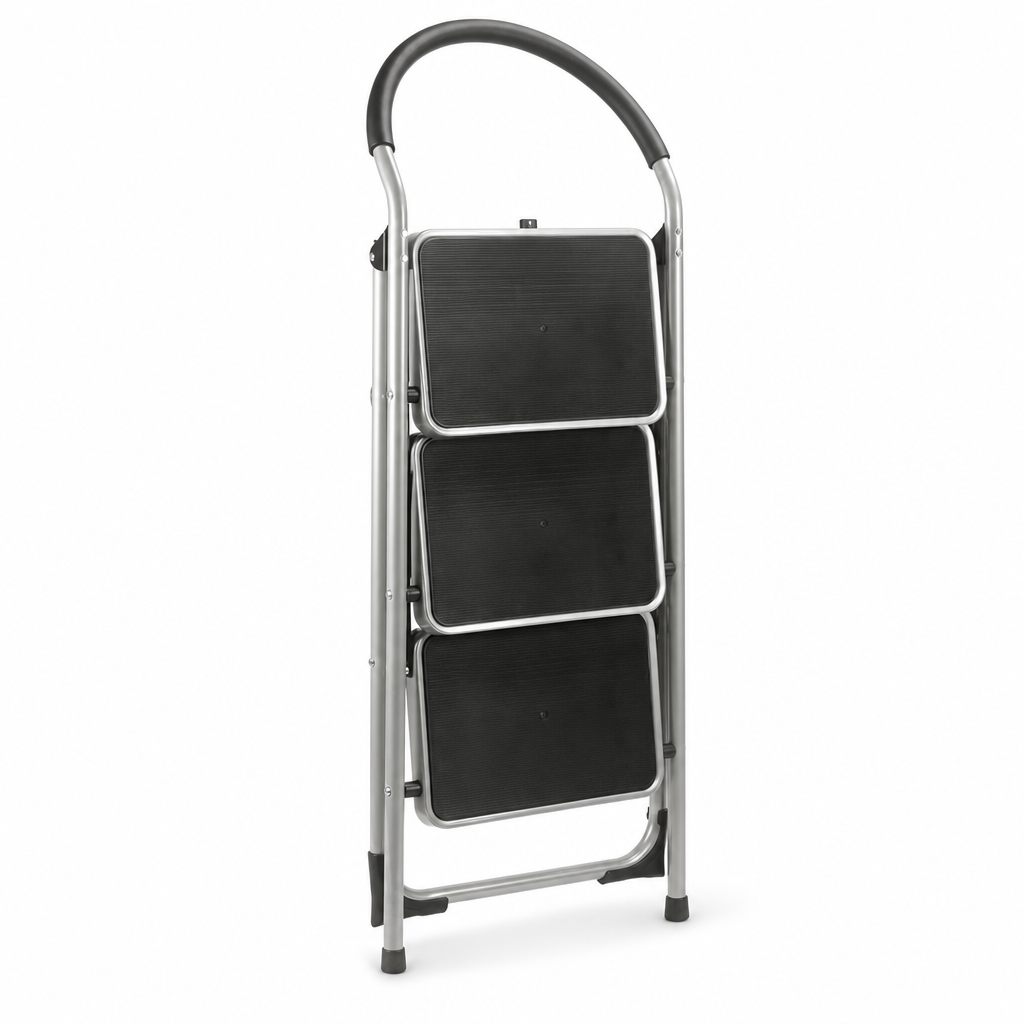 Foldable Step Ladder with Rubber Handrail and Platform