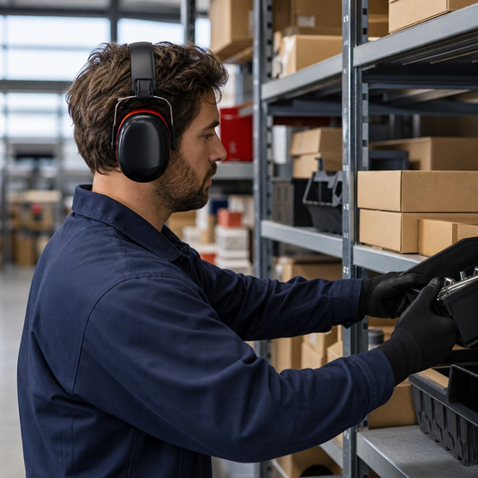 Folding Ear Defenders – Black and Red Earmuffs