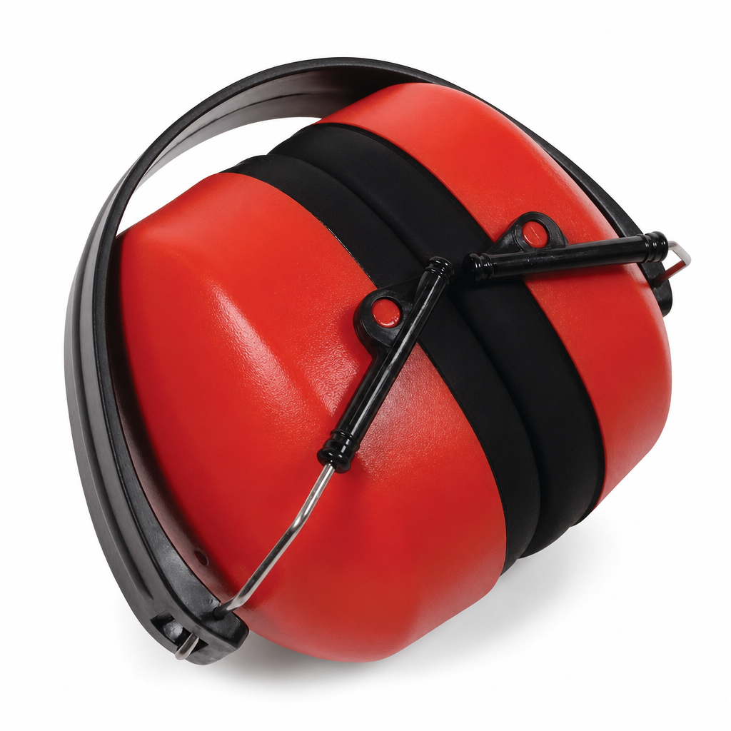 Folding Ear Defenders – Black and Red Earmuffs