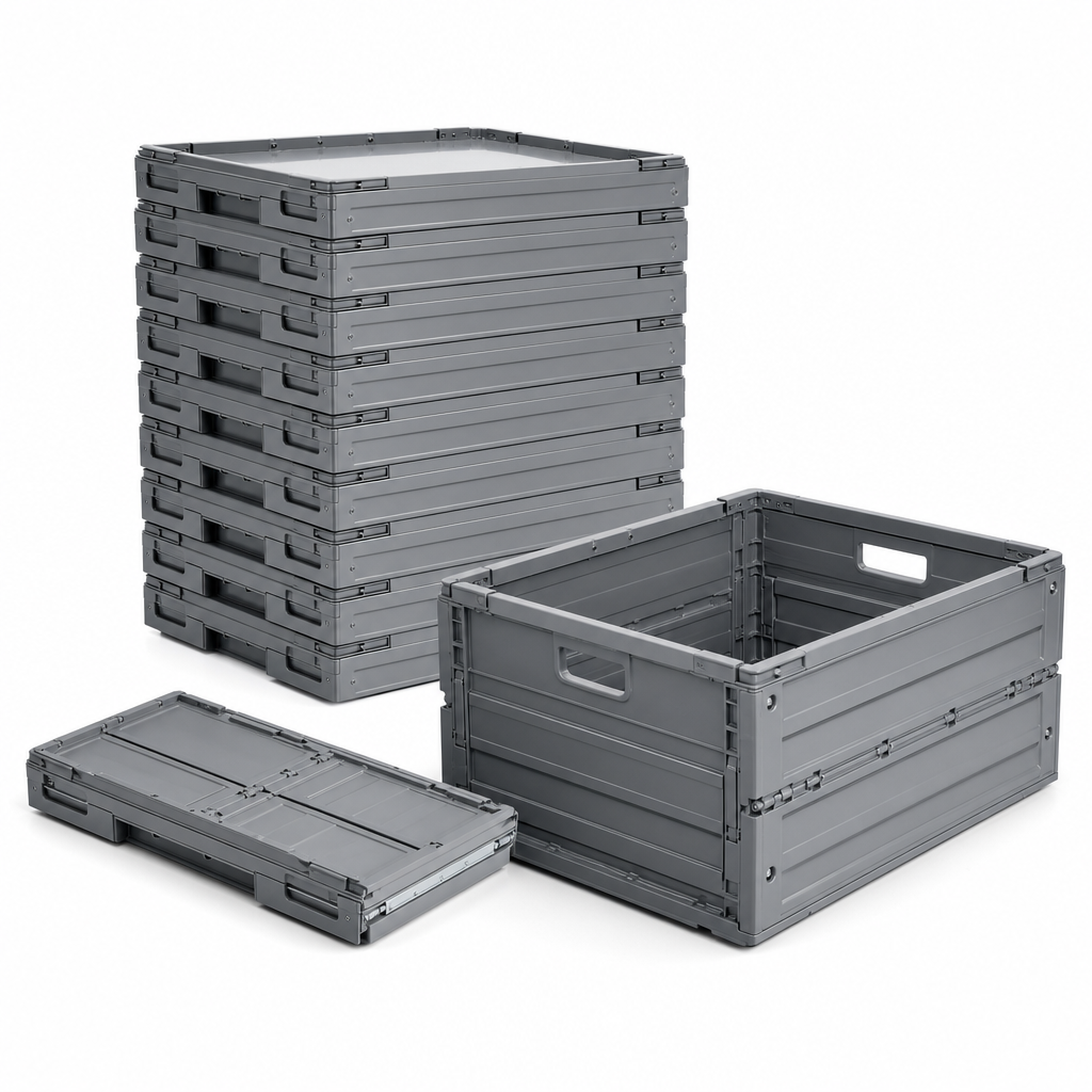 Folding Storage Containers Bundle, 34L Capacity (Pack of 10)