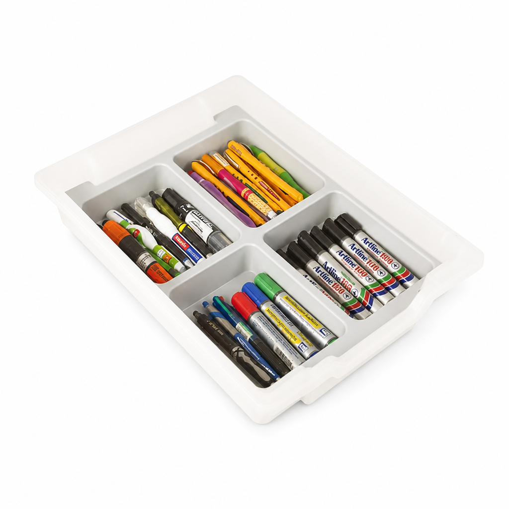 Four-Compartment Plastic Divider Trays Pack of 6