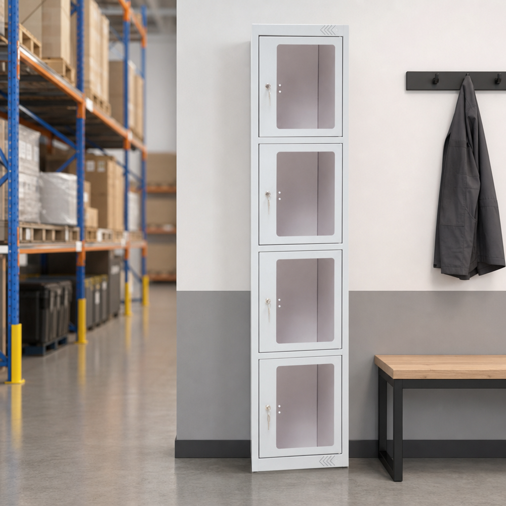 Four Door Locker with Clear View Doors, 500mm Deep