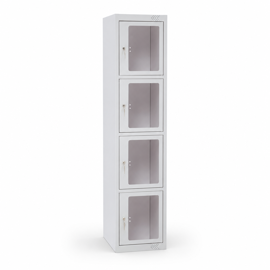 Four Door Locker with Clear View Doors, 500mm Deep