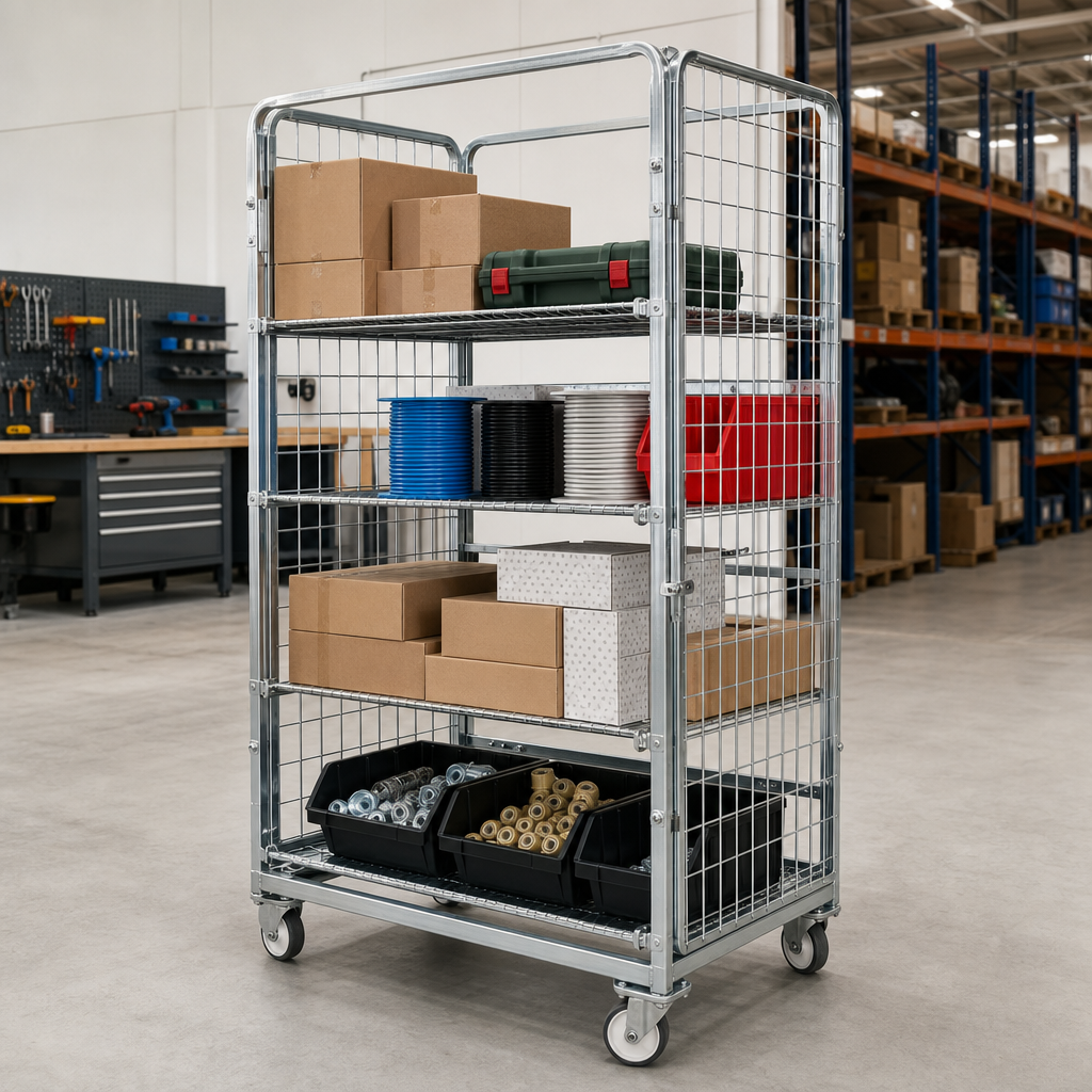 Four Sided Nestable Steel A-Frame Roll Cage 500kg Capacity