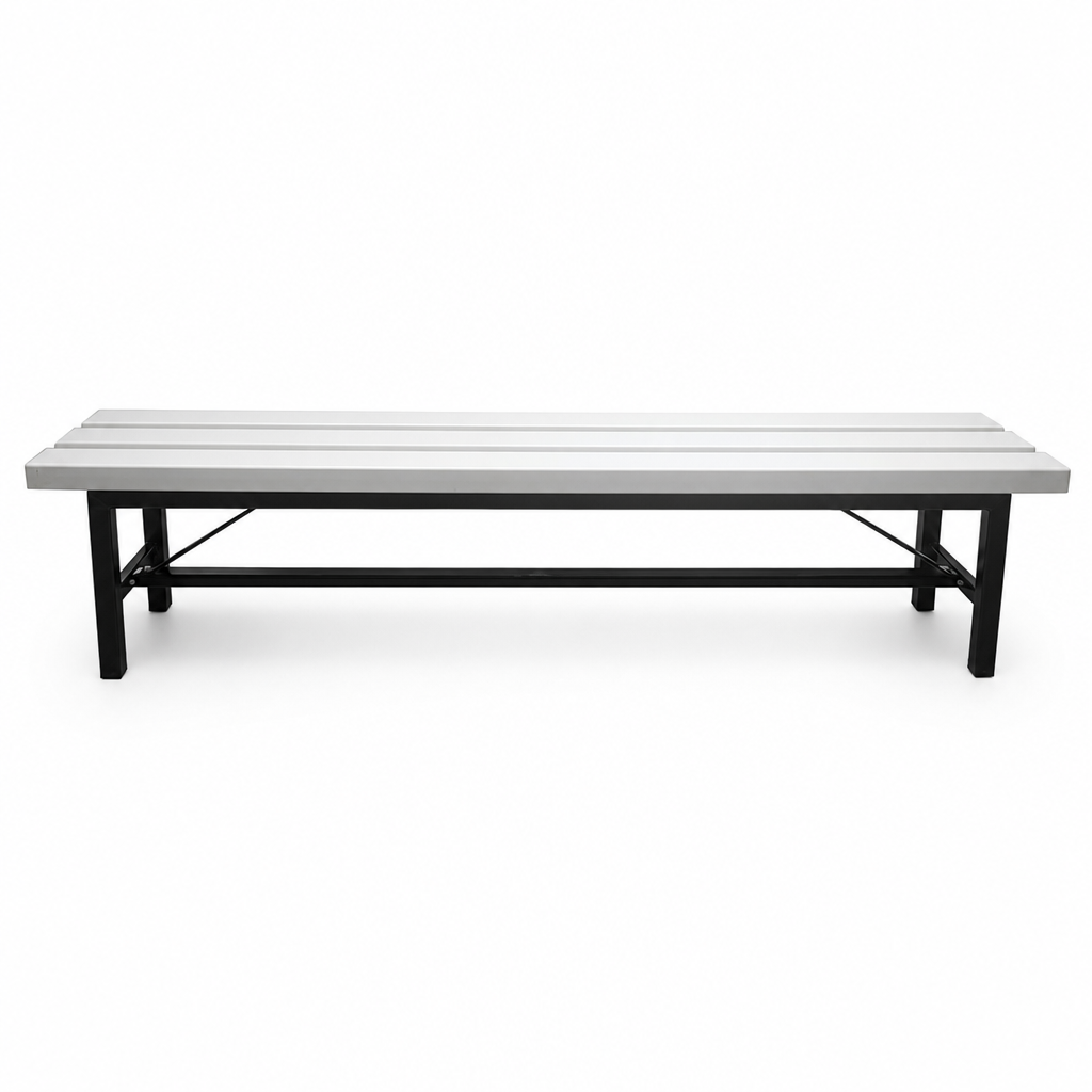 Freestanding Changing Room Bench with White PVC Slats