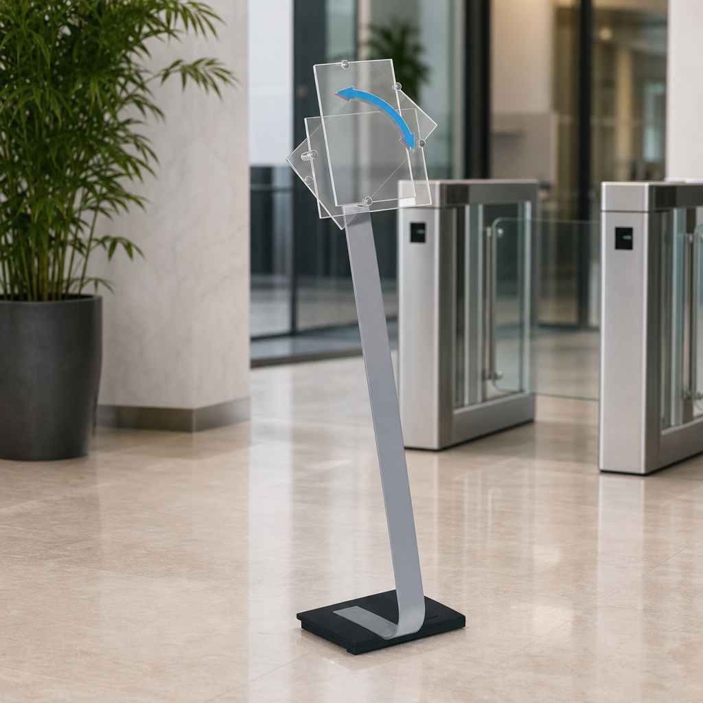 Freestanding Crystal Information Sign Stand with Base