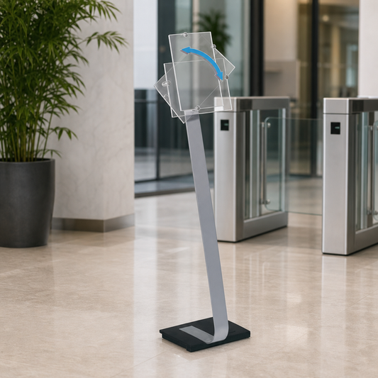 Freestanding Crystal Information Sign Stand with Base