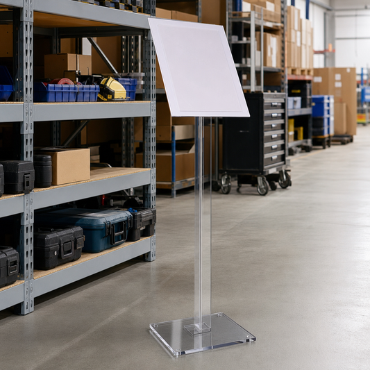 Freestanding Crystal Information Sign Stand with Base