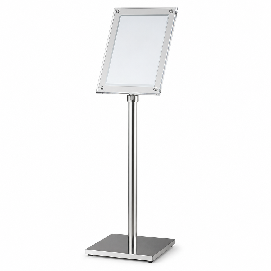 Freestanding Crystal Information Sign Stand with Base