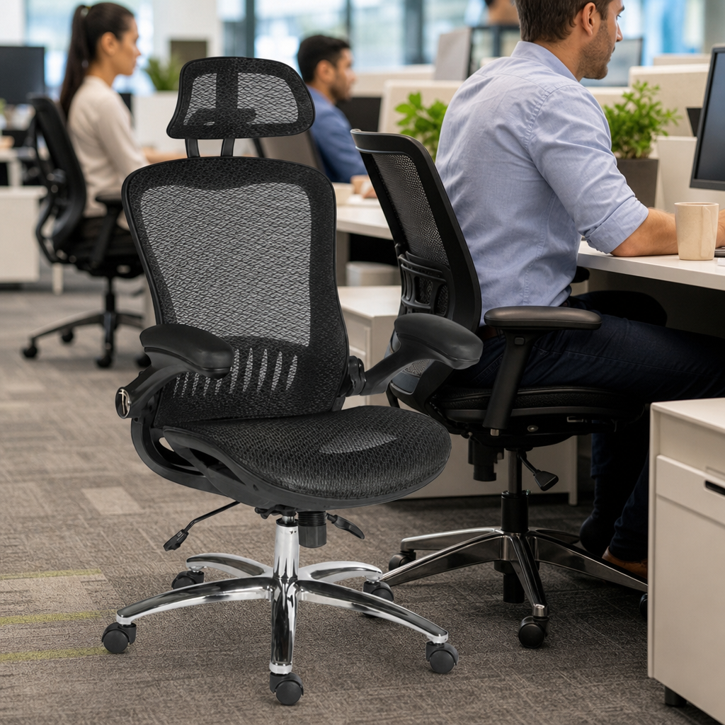 Full Mesh Ergonomic Office Executive Chair with Headrest - Black