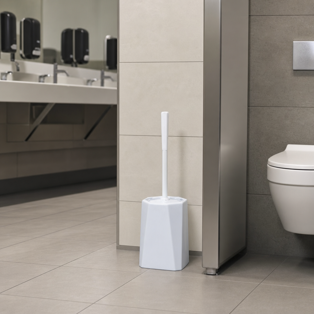 Fully Enclosed Plastic Toilet Brush and Holder