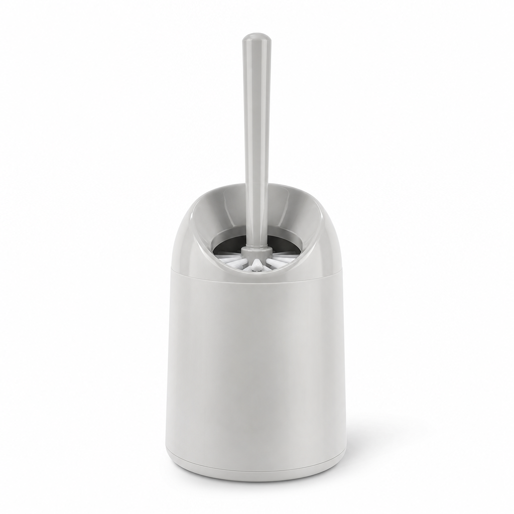 Fully Enclosed Plastic Toilet Brush and Holder