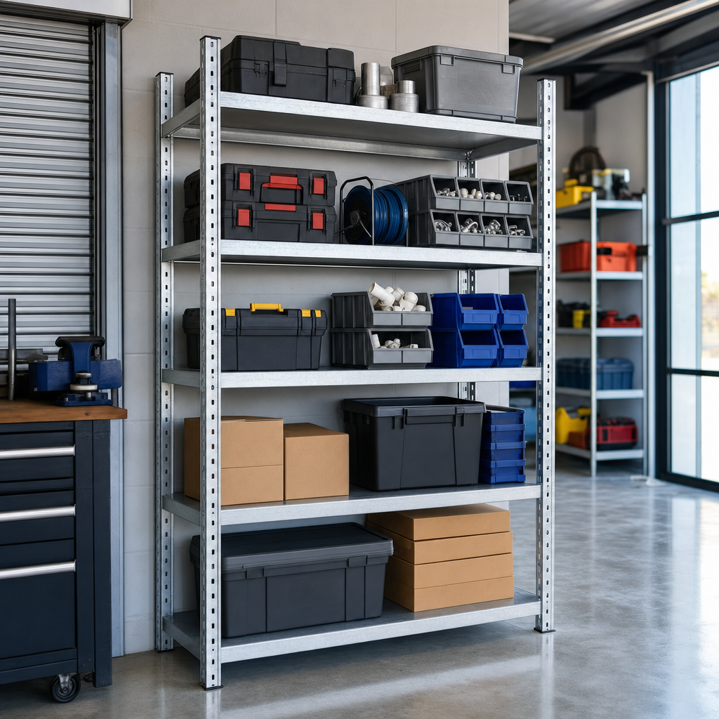 Galvanised Garage Shelving 2000mm High with 5 Shelves