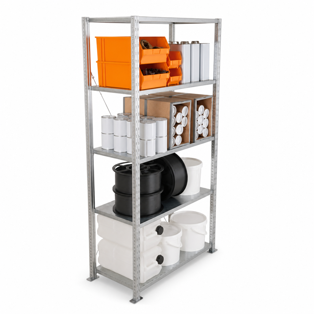 Galvanised Garage Shelving 2000mm High with 5 Shelves