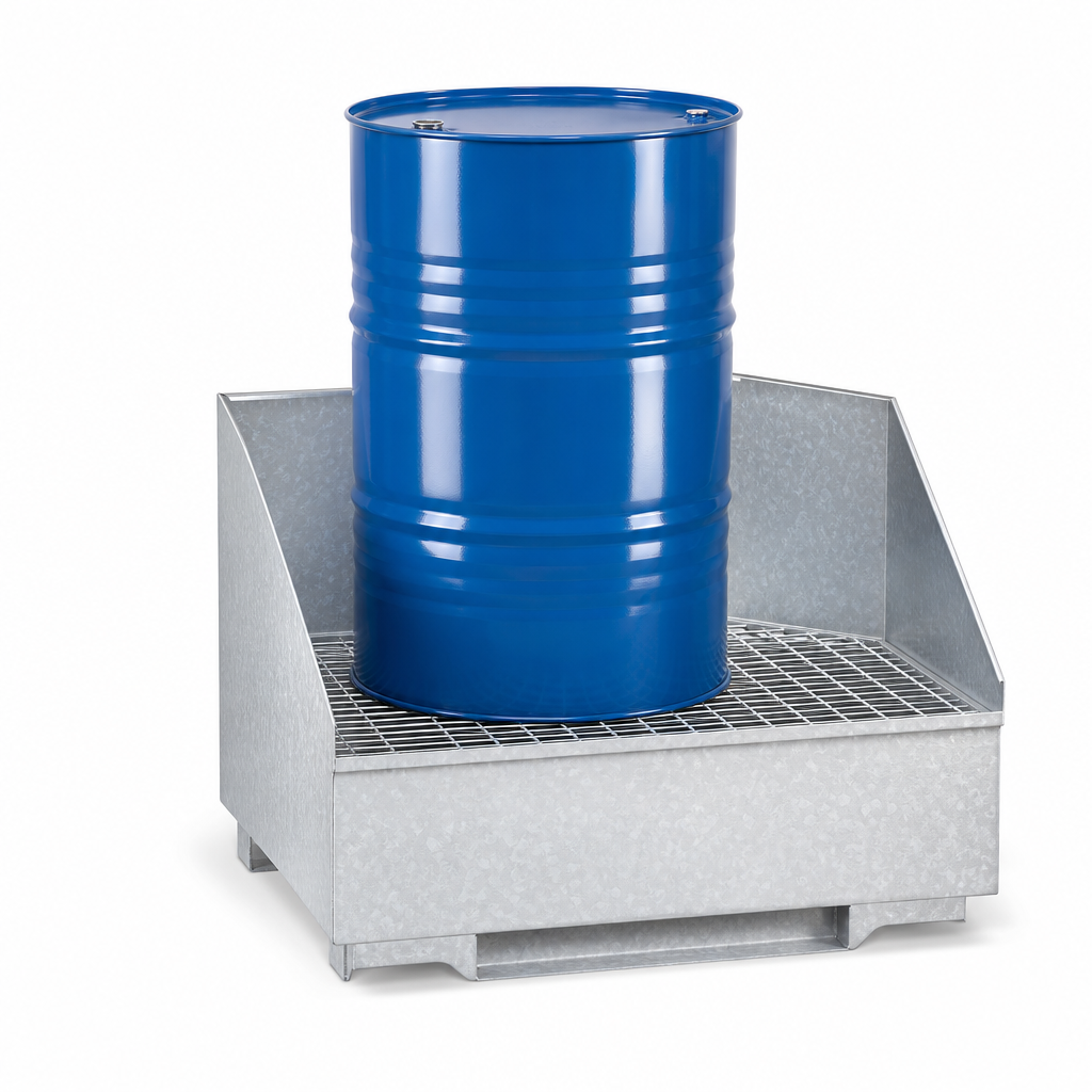 Galvanised Steel Bunded Spill Basin for 1 Drum