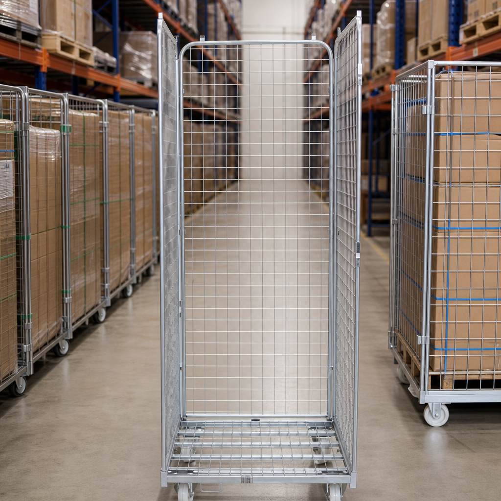 Galvanised Steel Mesh Roll Pallet Cage 400kg UDL