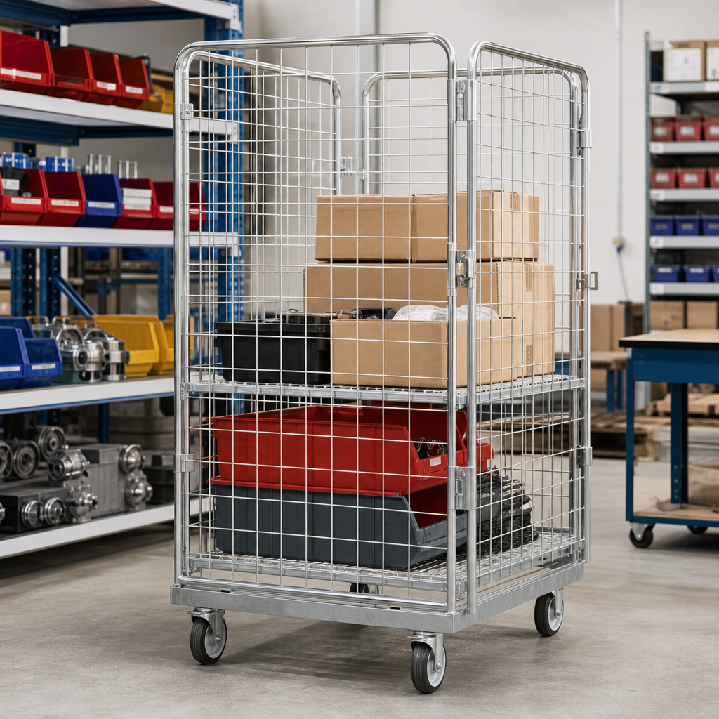 Galvanised Steel Mesh Roll Pallet Cage 400kg UDL