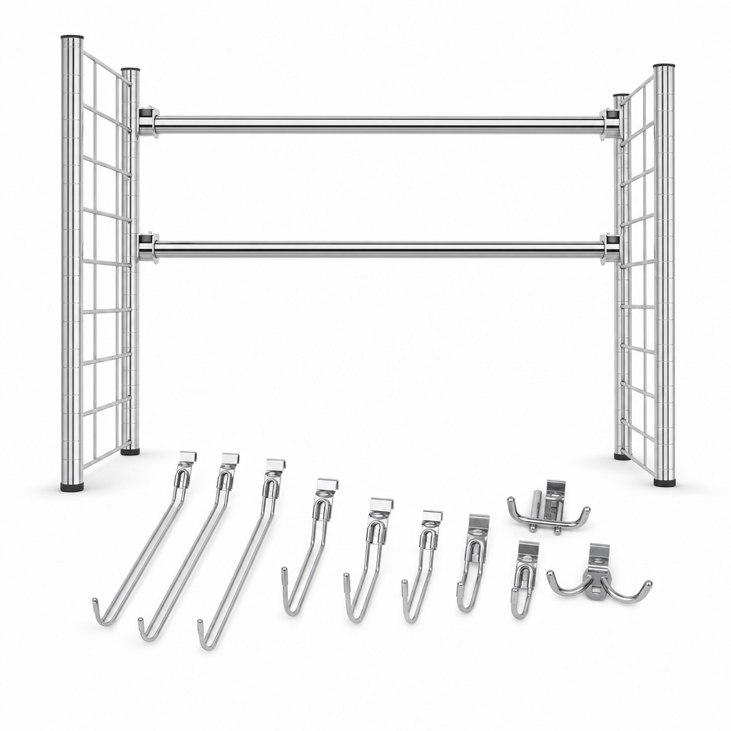 Garment Rails and Hook Sets for Wire Shelving Bays