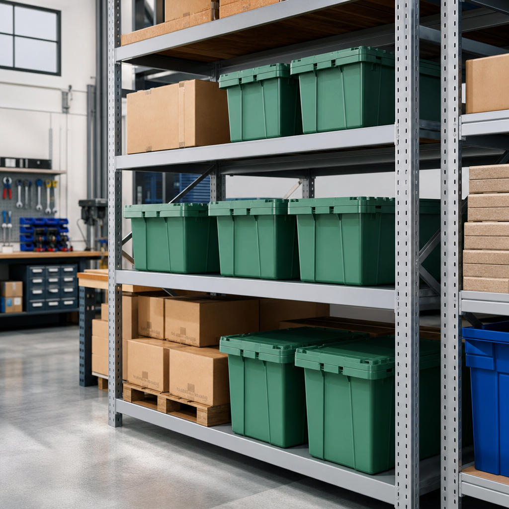 Green Heavy Duty Storage Container with Interlocking Lid