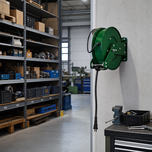 Green Lacquered Metal Wall-Mounted Reel
