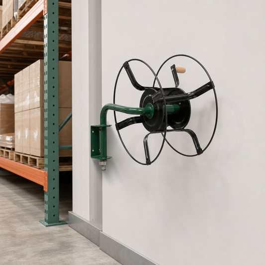 Green Lacquered Metal Wall-Mounted Reel