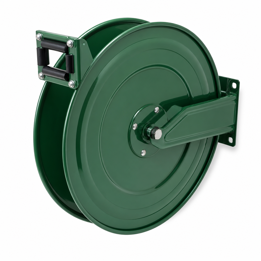 Green Lacquered Metal Wall-Mounted Reel